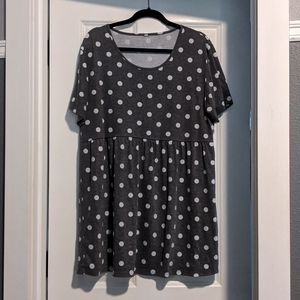 Grey and white polka dot baby doll top
